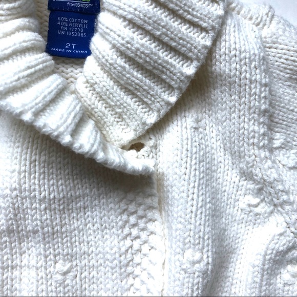 Oshkosh Shawl Collar White Belted Cardigan - Girls 2T - Picture 2 of 9